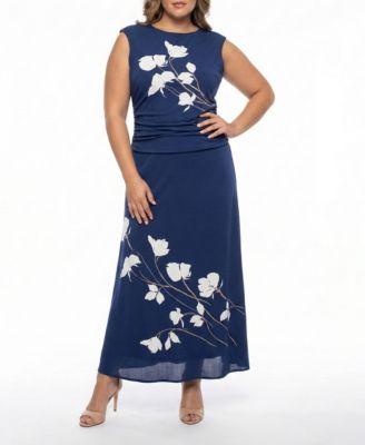 Taylor - Plus Size Cap-Sleeve Printed Dress