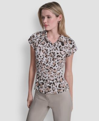 DKNY - Petite Knit Button Down Camp Shirt