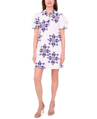 MSK - Petite Collared Neck Short-Sleeve Shift Dress