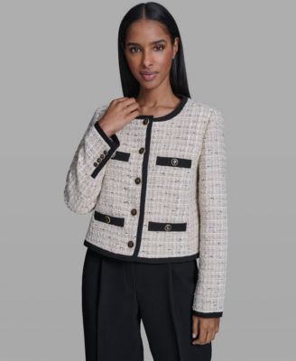 KARL LAGERFELD PARIS - Women's Five-Button Round Neck Jacket