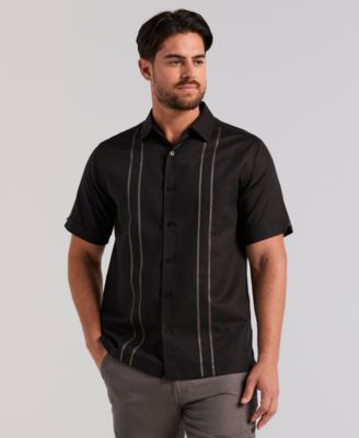 Cubavera - Men's Short Sleeve Panel Button-Front Camp Shirt
