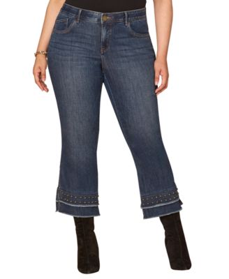 Democracy - Plus Size Ab Solution Double Layer Fray Hem Studs Jeans
