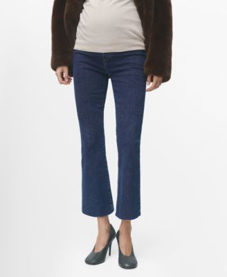MANGO - Women's Maternity Flared Cropped Jeans