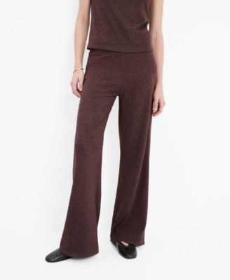 MANGO - Women's Elastic Waistband Knitted Pants