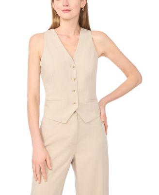 1.STATE - Women's V-Neck Sleeveless Button Shirt