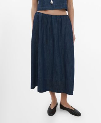 MANGO - Women's Stitched Hem Denim Skirt