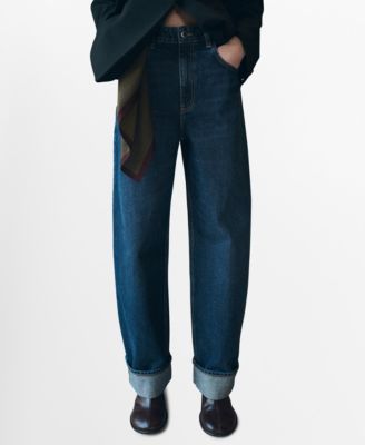 MANGO - Women's Cuffed Hem Balloon Jeans