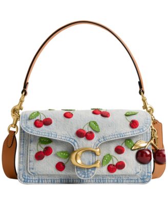 COACH - Cherry Embroidered Denim Tabby Small Snap Closure Shoulder Bag
