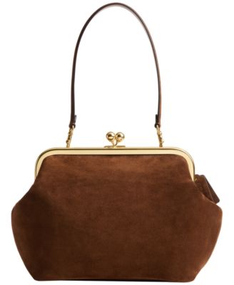 COACH - Suede Kiss-Lock Frame Small Bag