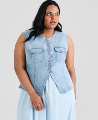 And Now This - Trendy Plus Size Denim Vest