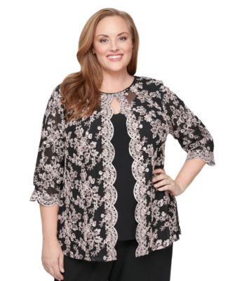 Alex Evenings - Plus Size Embroidered Crewneck Top