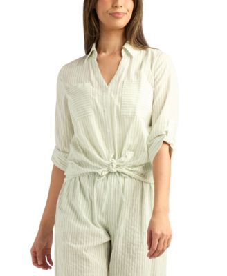 BCX - Women's Striped Button-Up Shirt