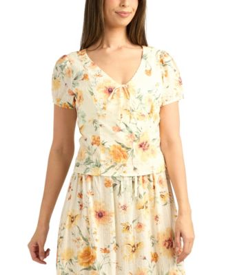 BCX - Women's Textured V-Neck Top