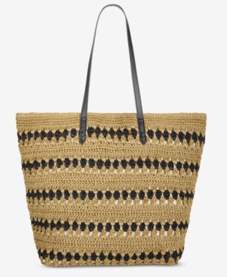 Style & Co - Geometric Straw Slouchy Tote Bag