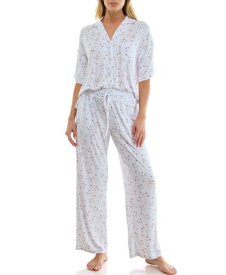 Jaclyn Intimates - Women's Button-Up Top and Pull-On Pajama Pants, 2-Piece Set