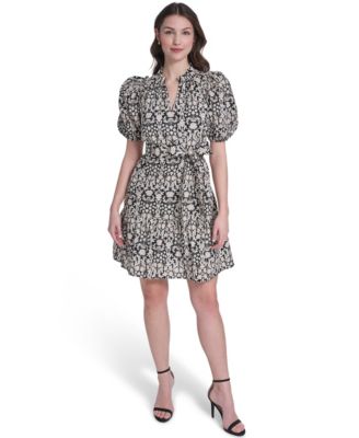 Vince Camuto - Women's Printed Split V-Neck Mini Dress