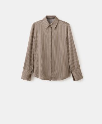 MANGO - Women's Satin Striped Shirt