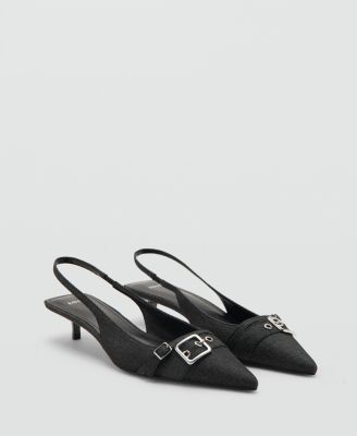 MANGO - Women's Buckle Slingback Denim Shoes