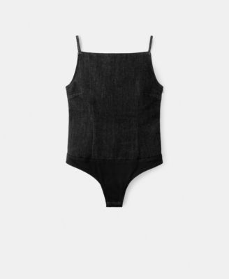 MANGO - Women's Fitted Denim Bodysuit