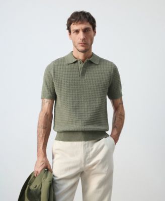 MANGO - Men's Waffle Knit Polo Shirt