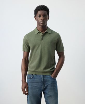 MANGO - Men's Microstructure Fine-Knit Polo Shirt