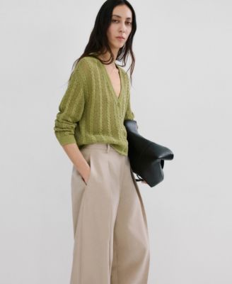 MANGO - Women's Knitted Braided Cardigan