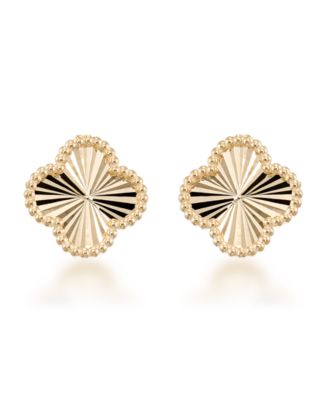 Macy's - Textured Clover Stud Earrings in 10k Yellow Gold