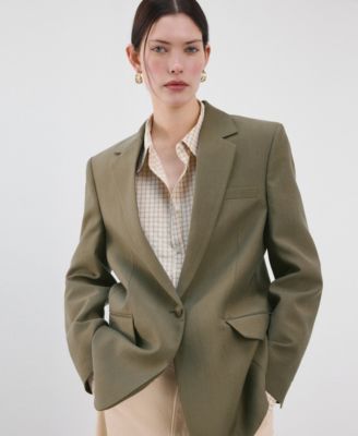 MANGO - Women's Lapel Pockets Straight Suit Jacket
