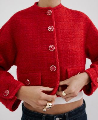MANGO - Women's Jewel Buttons Tweed Jacket
