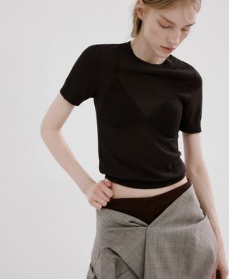 MANGO - Women's Short-Sleeved Knitted Sweater