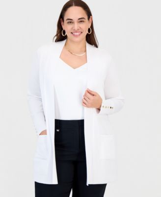 JM Collection - Plus Size Open-Front Long-Sleeve Cardigan