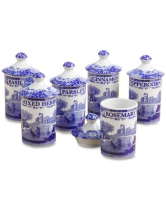 Spode - "Blue Italian" Spice Jars, Set of 6