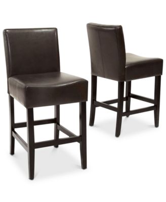 Noble House - Dawken Leather Counter Stool (Set Of 2), Quick Ship