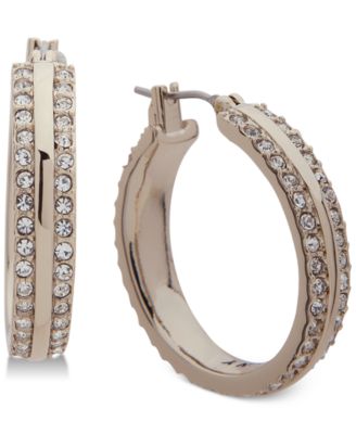 "Small Gold-Tone Pavé Small Hoop Earrings   1" image