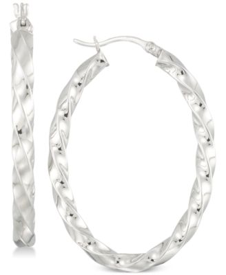 Simone I. Smith - Textured Hoop Earrings in Sterling Silver