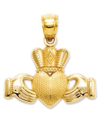 Macy's - 14k Gold Charm, Claddagh and Textured Crown Charm