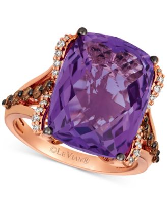 Grape Amethyst (9-3/4 ct. t.w.) & Diamond (5/8 ct. t.w.) Ring in 14k Rose Gold image