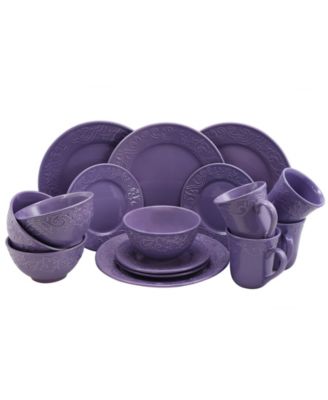 Elama - Lilac Fields 16-Piece Dinnerware Set