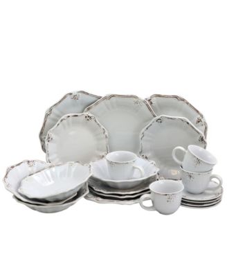Elama - Fleur De Lys 20-Piece Dinnerware Set in White