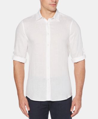 Perry Ellis - Long Sleeve Solid Linen Shirt