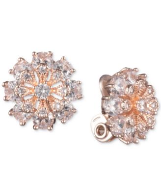 Anne Klein - Crystal Flower Clip-On Button Earrings