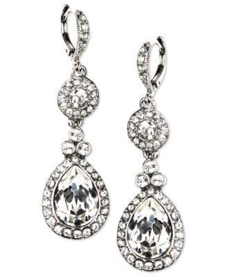 Givenchy - Earrings, Silver-Tone Swarovski Element Double Drop Earrings