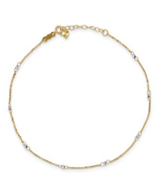 Macy's - Reflective Bead Cable Anklet in 14k White and Yellow Gold
