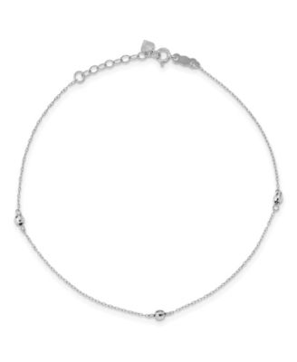 Macy's - Reflective Beaded Anklet with Adjustable 1" extension in 14k White Gold