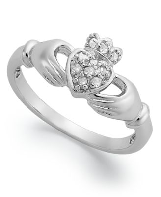 Diamond Claddagh Ring in Sterling Silver (1/10 ct. t.w.) image