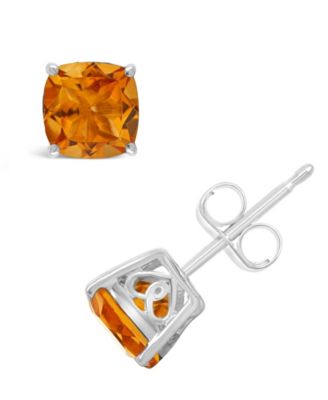 Macy's - Gemstone Stud Earrings in Sterling Silver. Available in Citrine, Peridot, Sky Blue Topaz, Garnet, Rose Quartz and Amethyst
