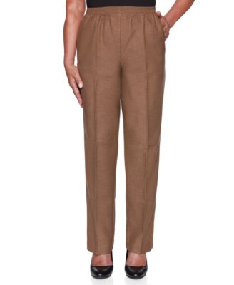 Alfred Dunner - Petite Classic Textured Short Solid Pull-On Pants