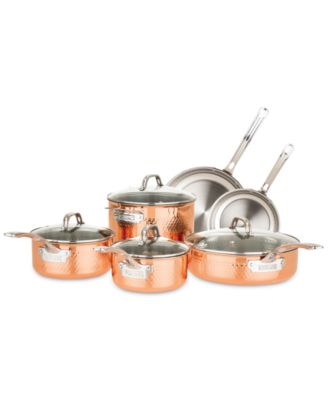 Viking - 3-Ply Hammered Copper Clad 10-Pc. Cookware Set