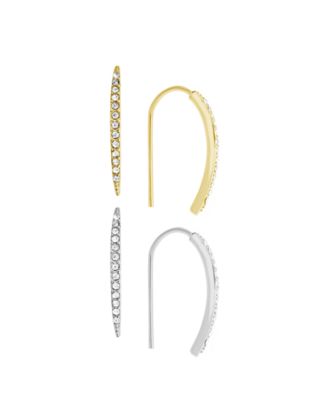 Essentials - Crystal Duo Threader Earrings in Fine Silver Plate and Gold Plate