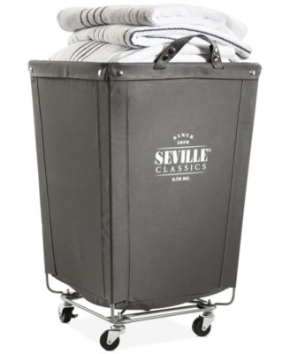 Seville Classics - Commercial Heavy-Duty Canvas Laundry Basket Hamper with Wheels